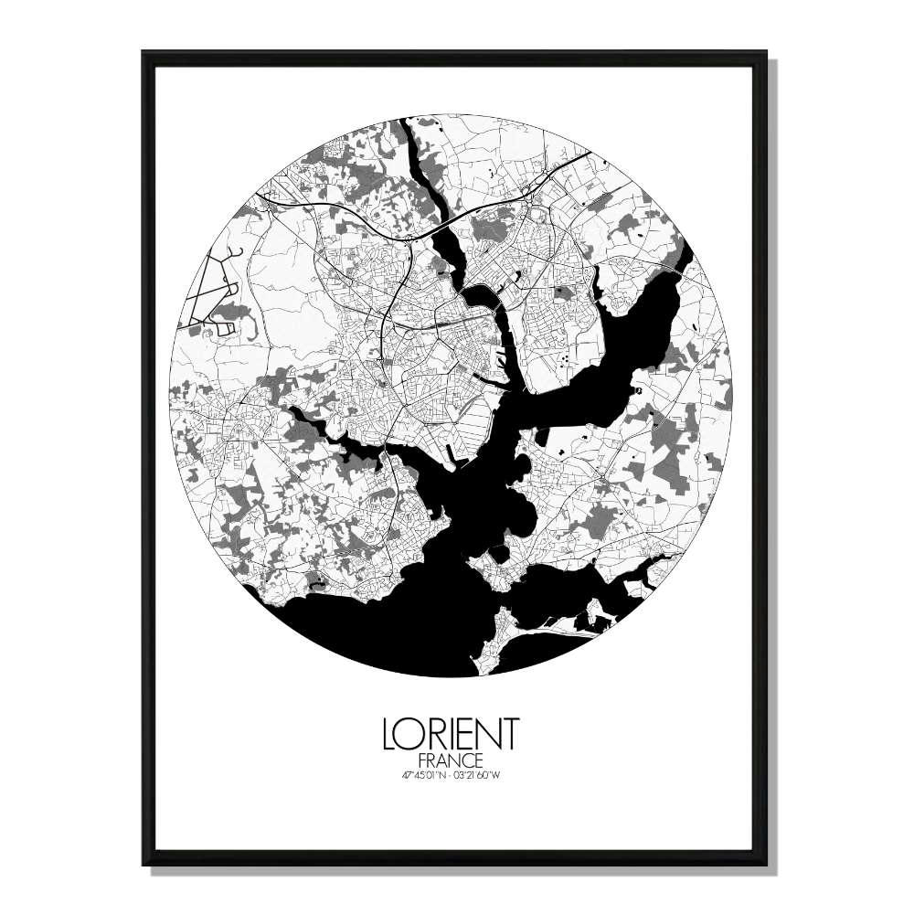 - Affiche Lorient Carte ronde 40x50