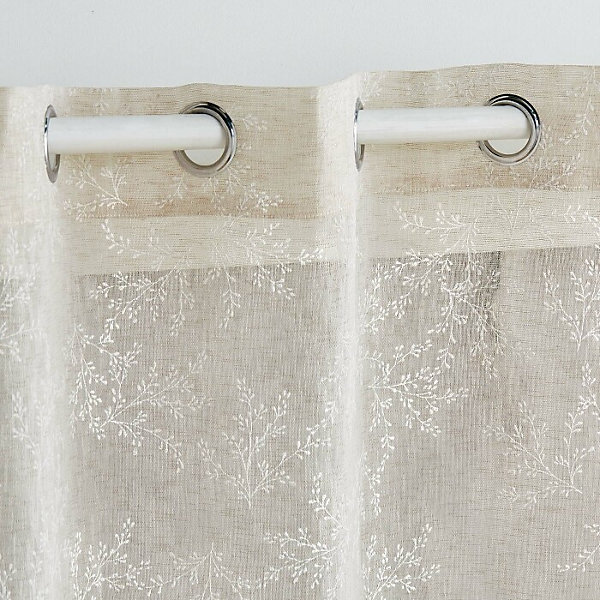 Paire droite passe tringle 2 x 70 x 240 cm voile tisse applique karla Taupe