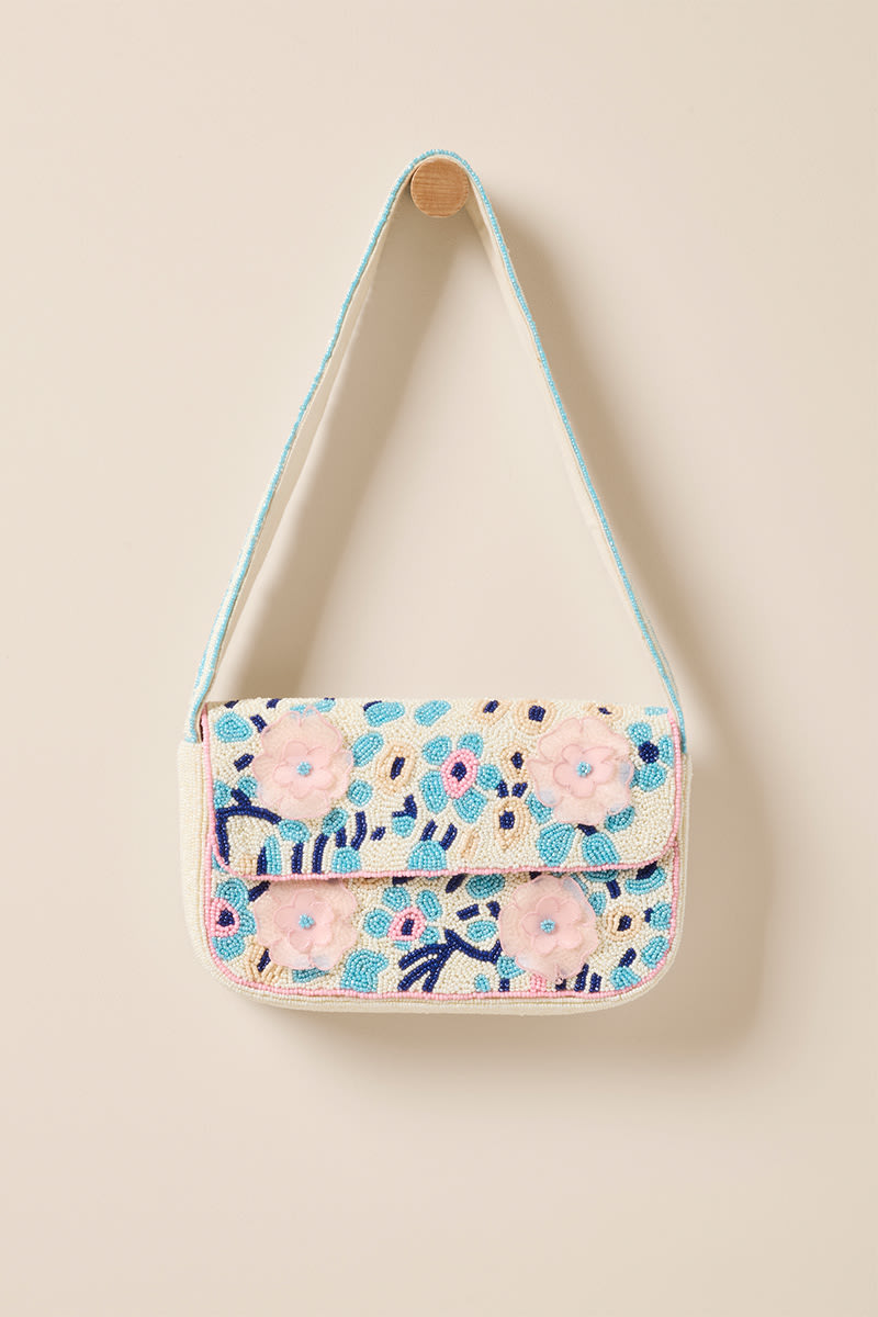 Sherry Beaded Floral Shoulder Bag