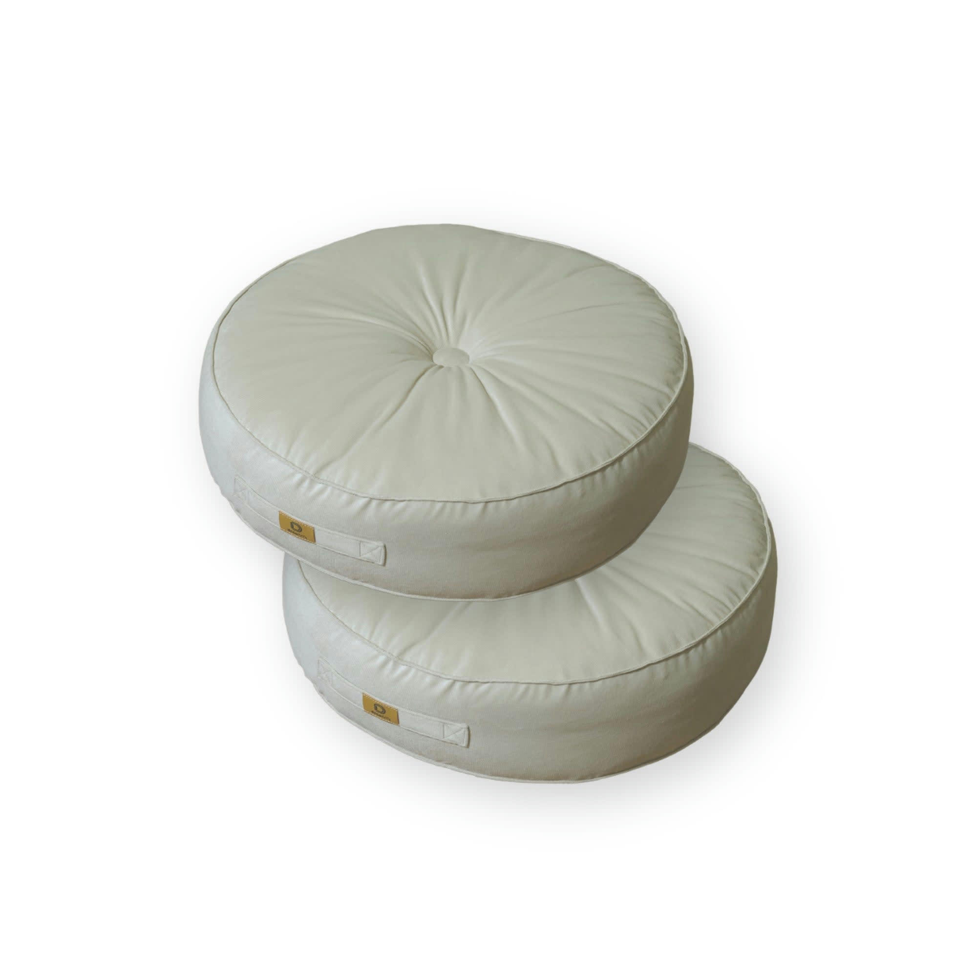 - Pouf en velours diamètre 50 lot de 2 - gris clair