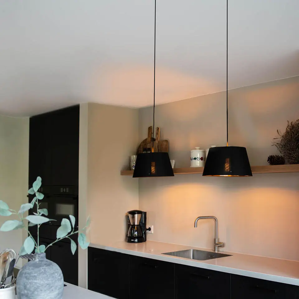 Qazqa hanglamp lofty zwart e27