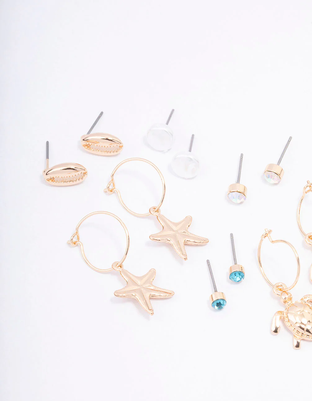 Gold Pearl Seashell Earring 8-Pack