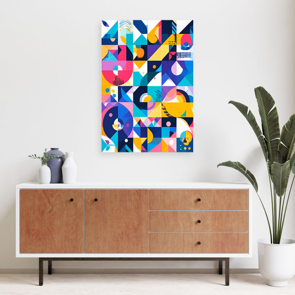 Obraz nowoczesny do salonu biura, Bauhaus kolorowa abstrakcja 20x30