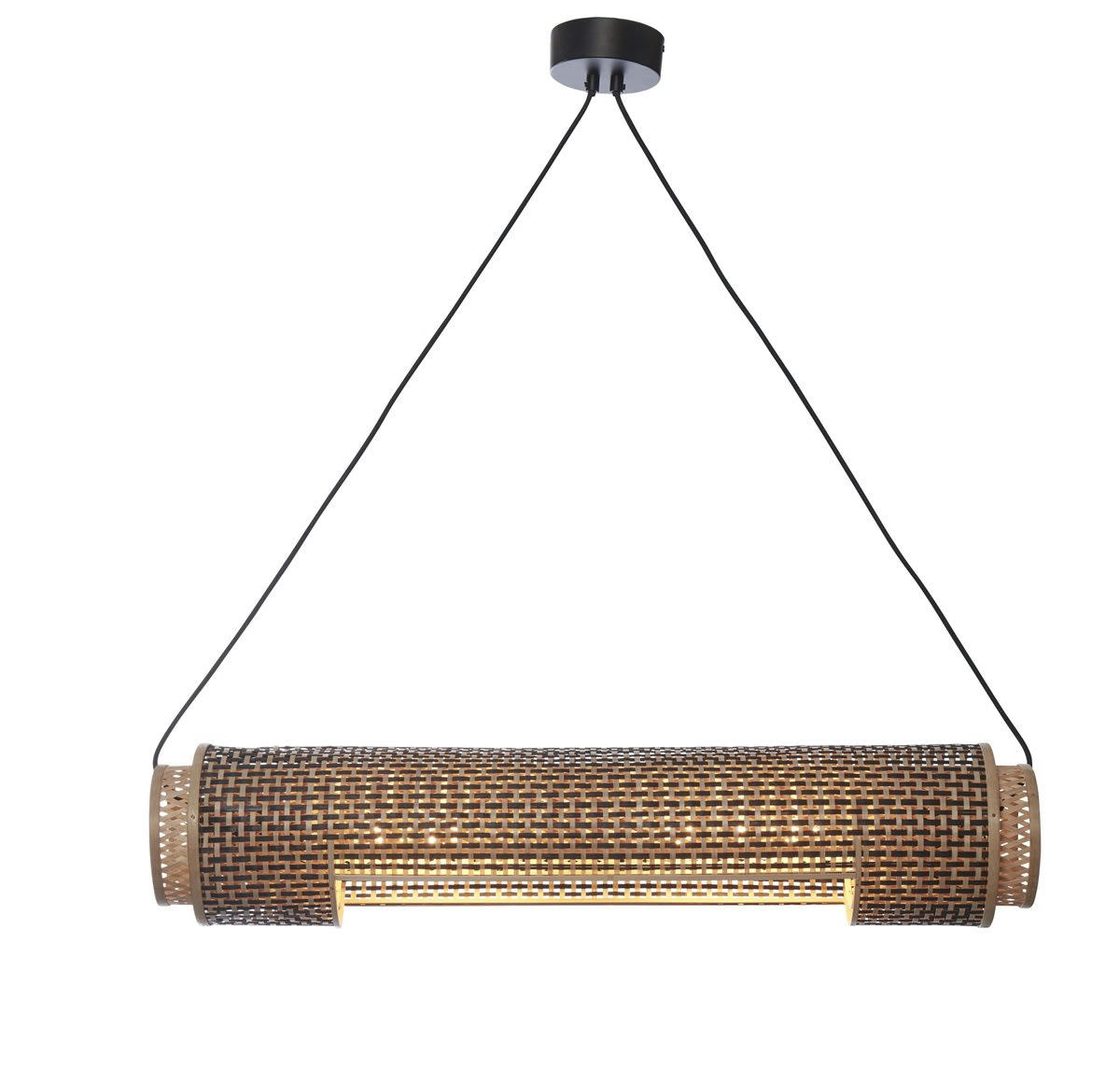 BHUTAN - Suspension bambou  naturel/noir, h. 15cm