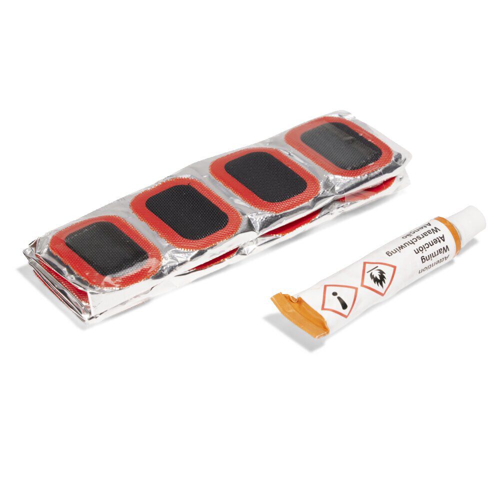 Kit de réparation pour pneu vélo avec 1 colle et 48 rustines