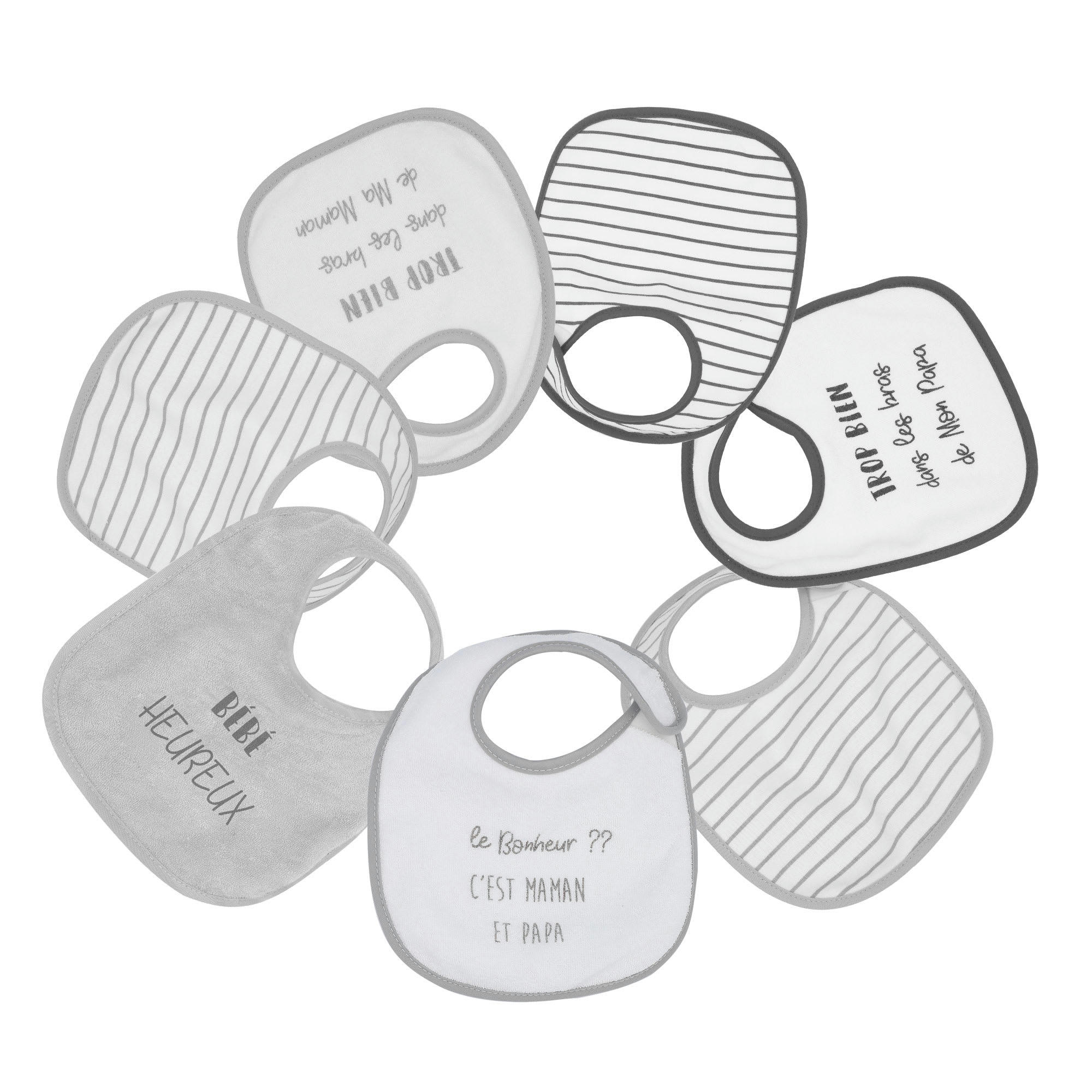 - Lot de 7 bavoirs Bébé heureux