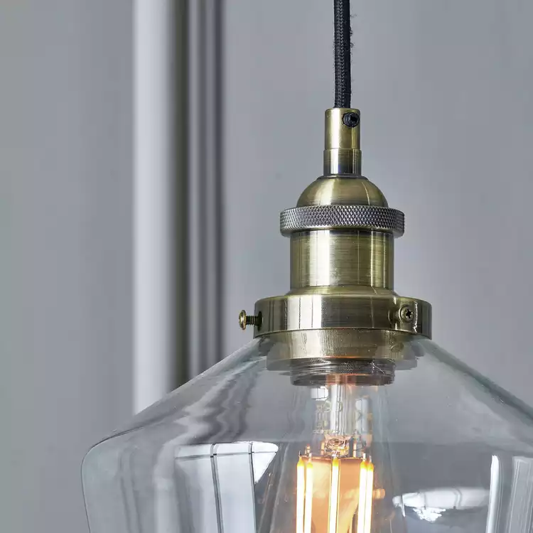 Pacific Emmanuelle Glass Cloche Pendant Light - Brass