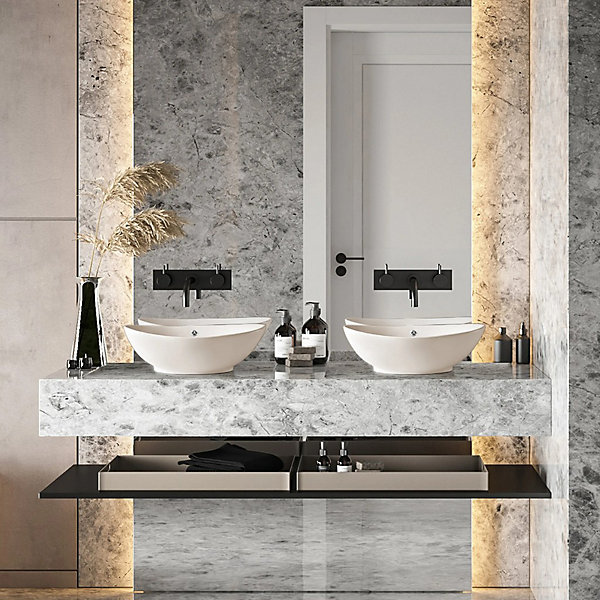 BALNEO - Vasque à poser ZERRA 59x39 cm blanche en céramique - Lavabo à poser