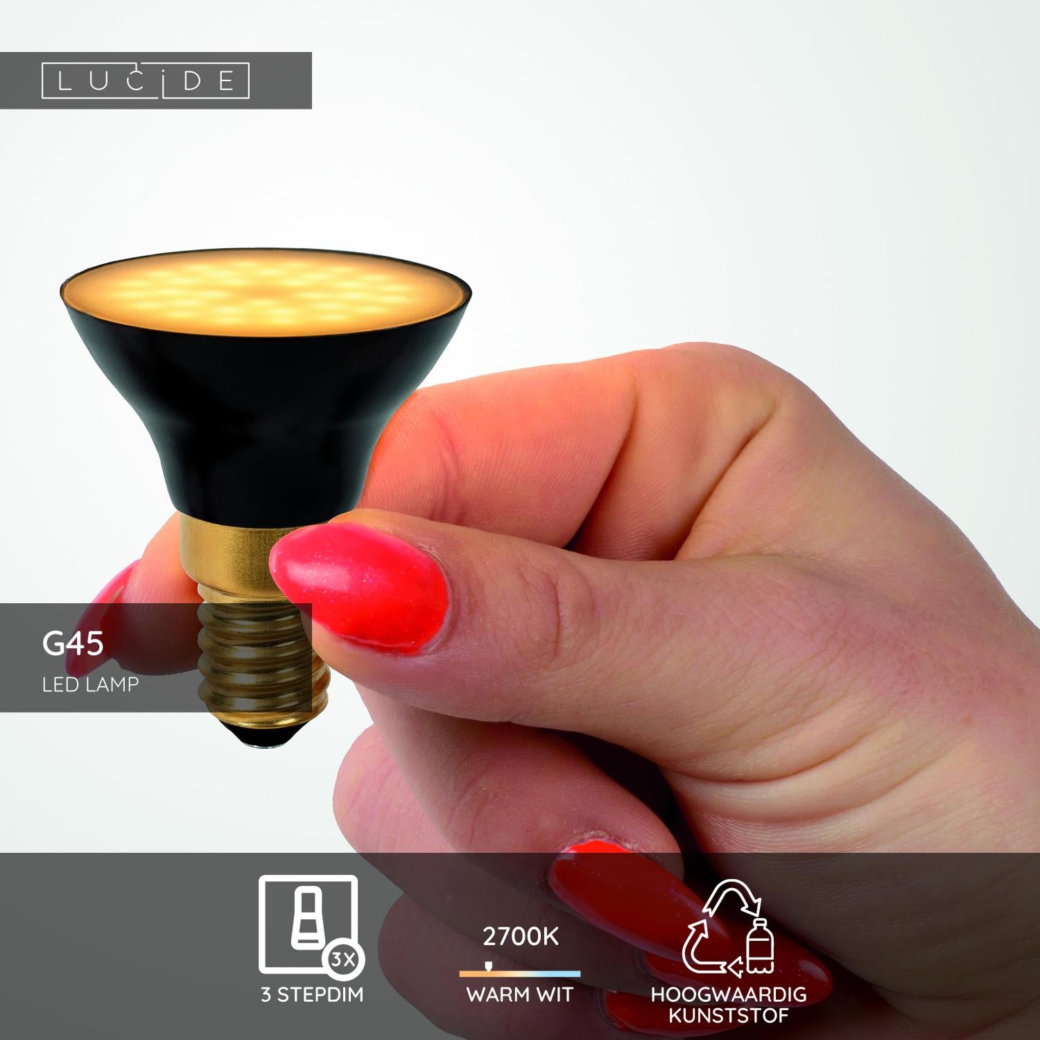 Lucide G45 Led lamp - Zwart (set van 3)