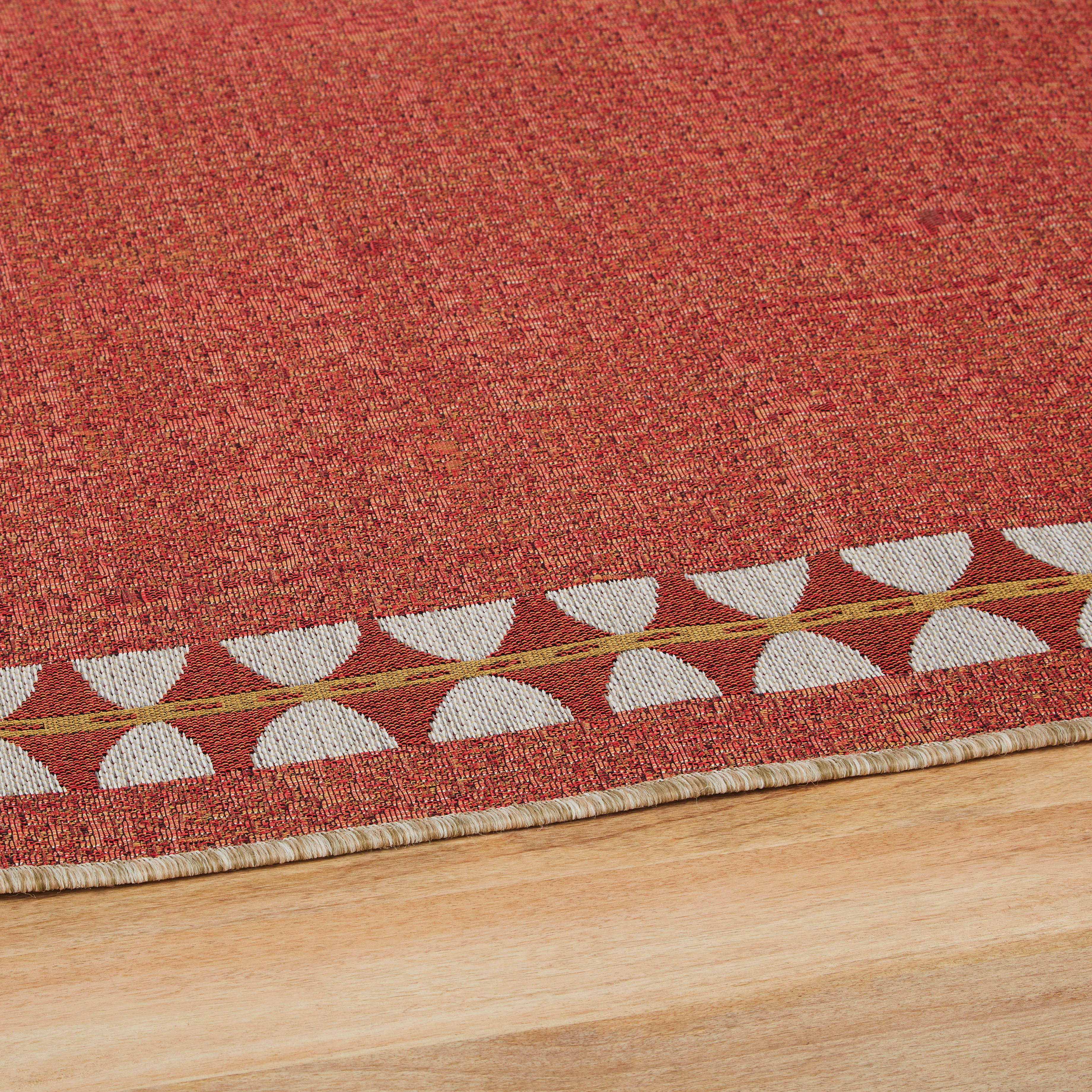 NISSA - Tapis d'extérieur ovale tissé terracotta 160x230