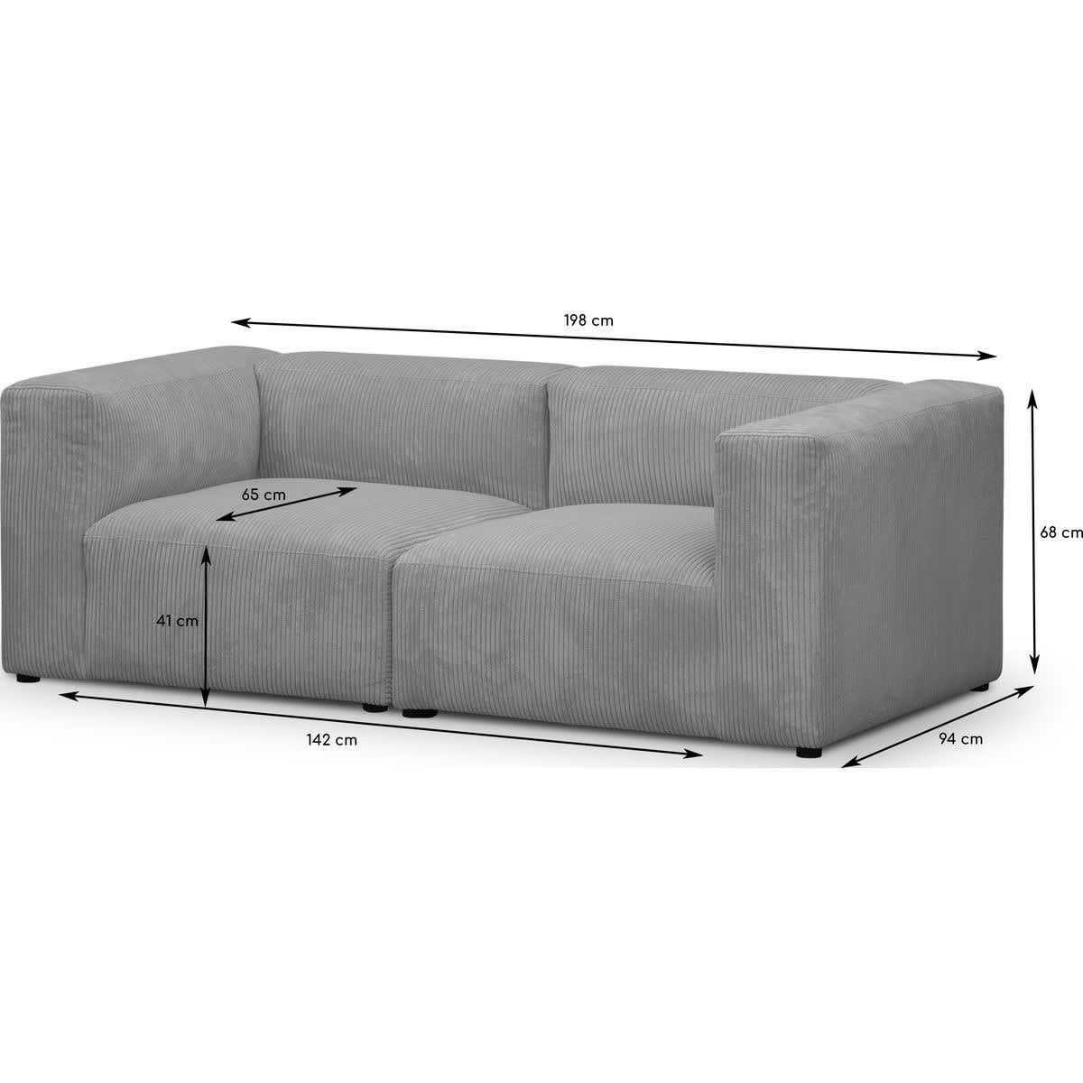 MODULO NEW - Canapé modulable 3 places en velours côtelé gris clair