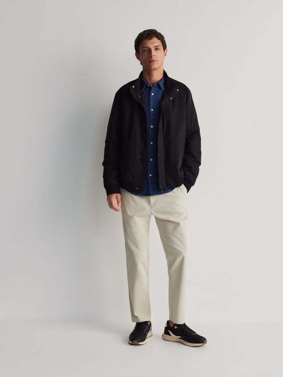 Bomber Jacket With Stand Up Collar