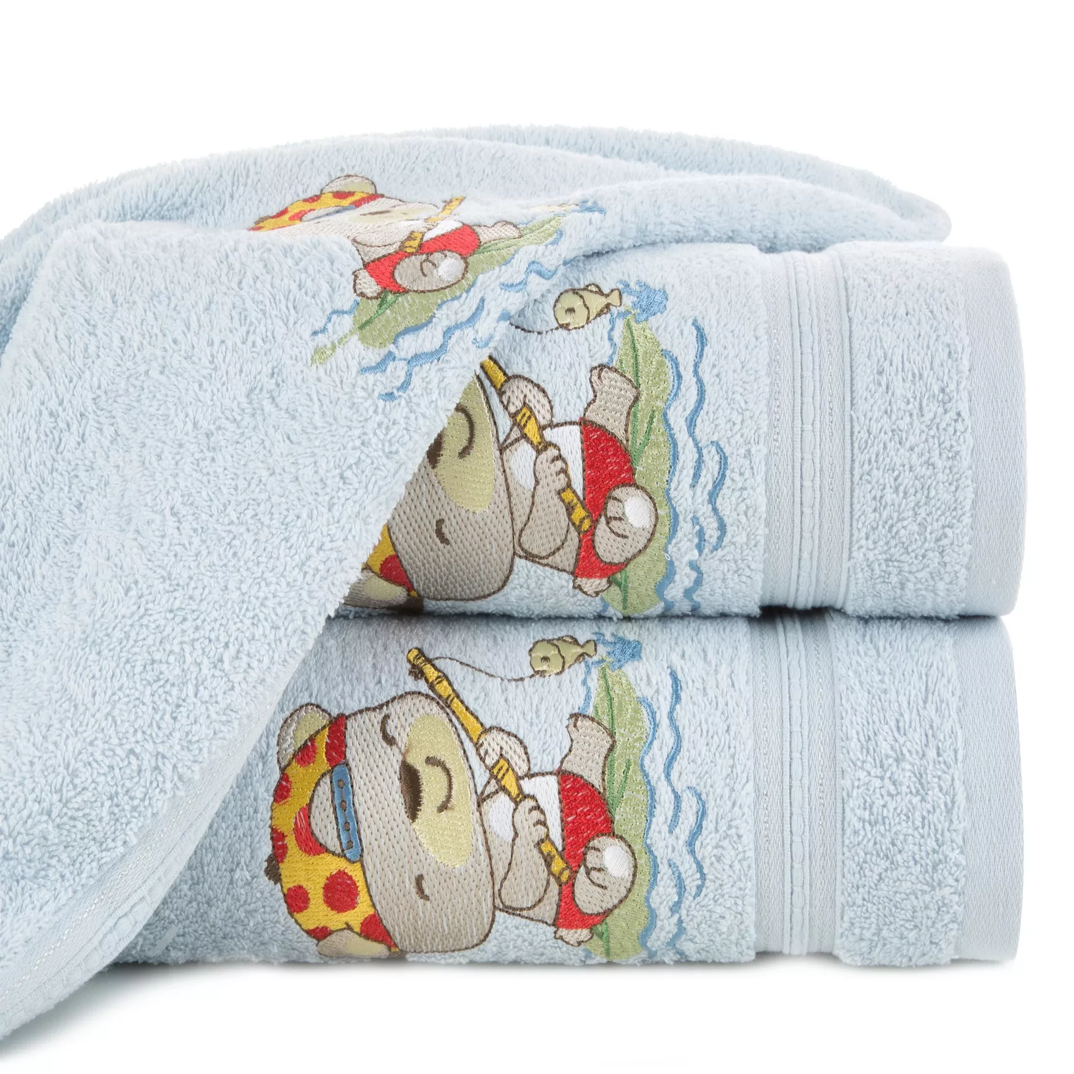 Ręcznik kąpielowy dziecięcy 50x90 cm bawełniany kolor niebieski z haftem misi 450 g/m2 BABY 51