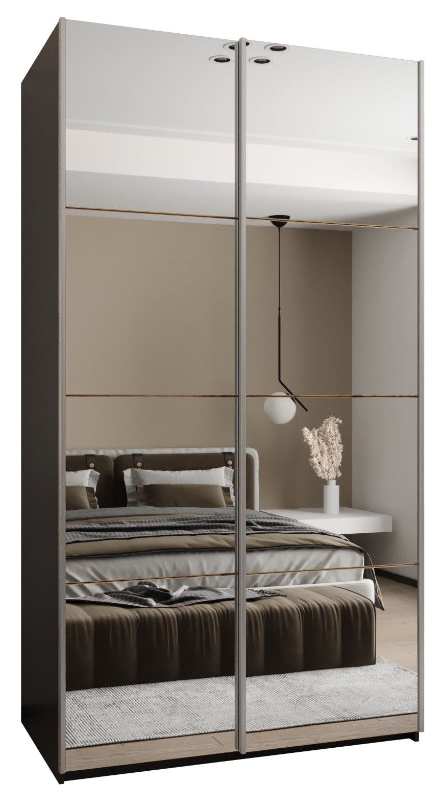Szafa przesuwna 64 wysoka Lux 2 130 czarny artisan srebrny