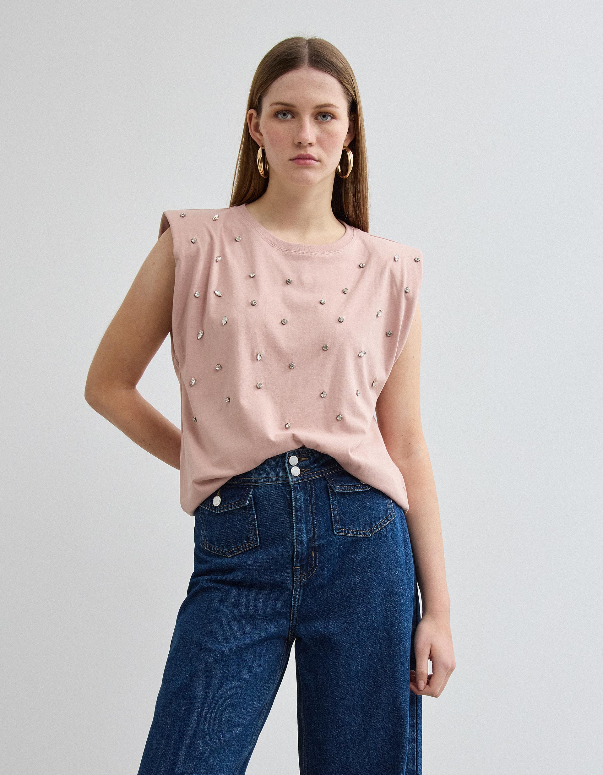 T-shirt Ombreiras, Mulher, Rosa Claro