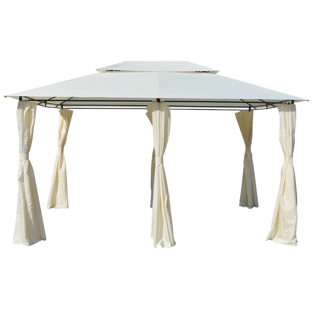 Altana Ogrodowa z Zasłonami Pergola Namiot Ogrodowy Biała 4 x 3 m