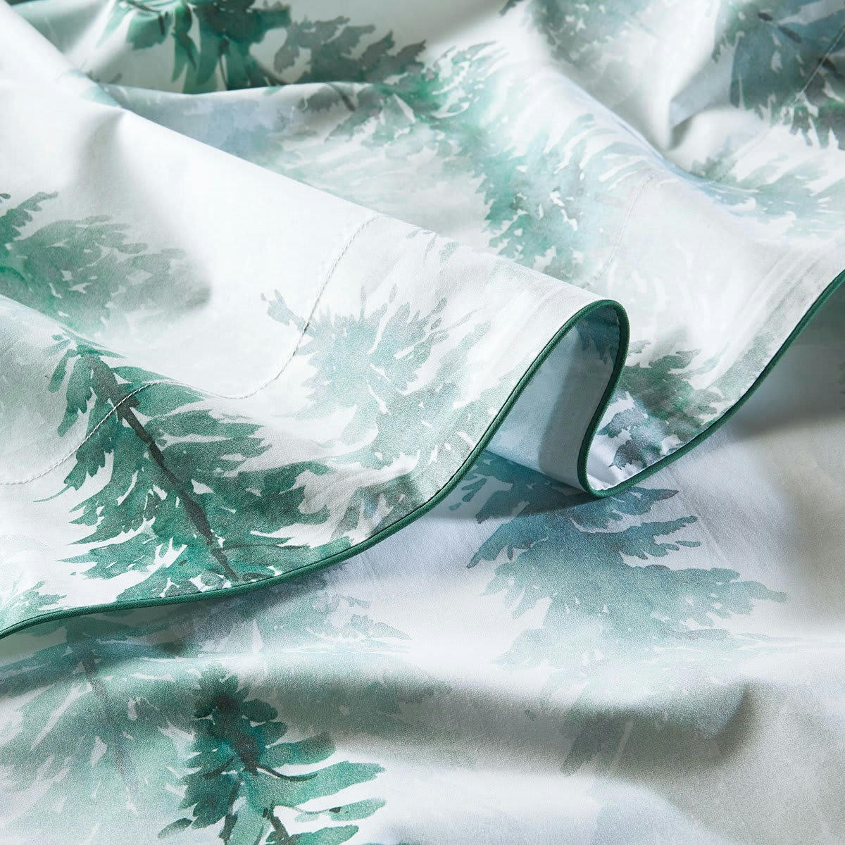 BORÉALE - Drap plat percale vert foncé 240x295 cm