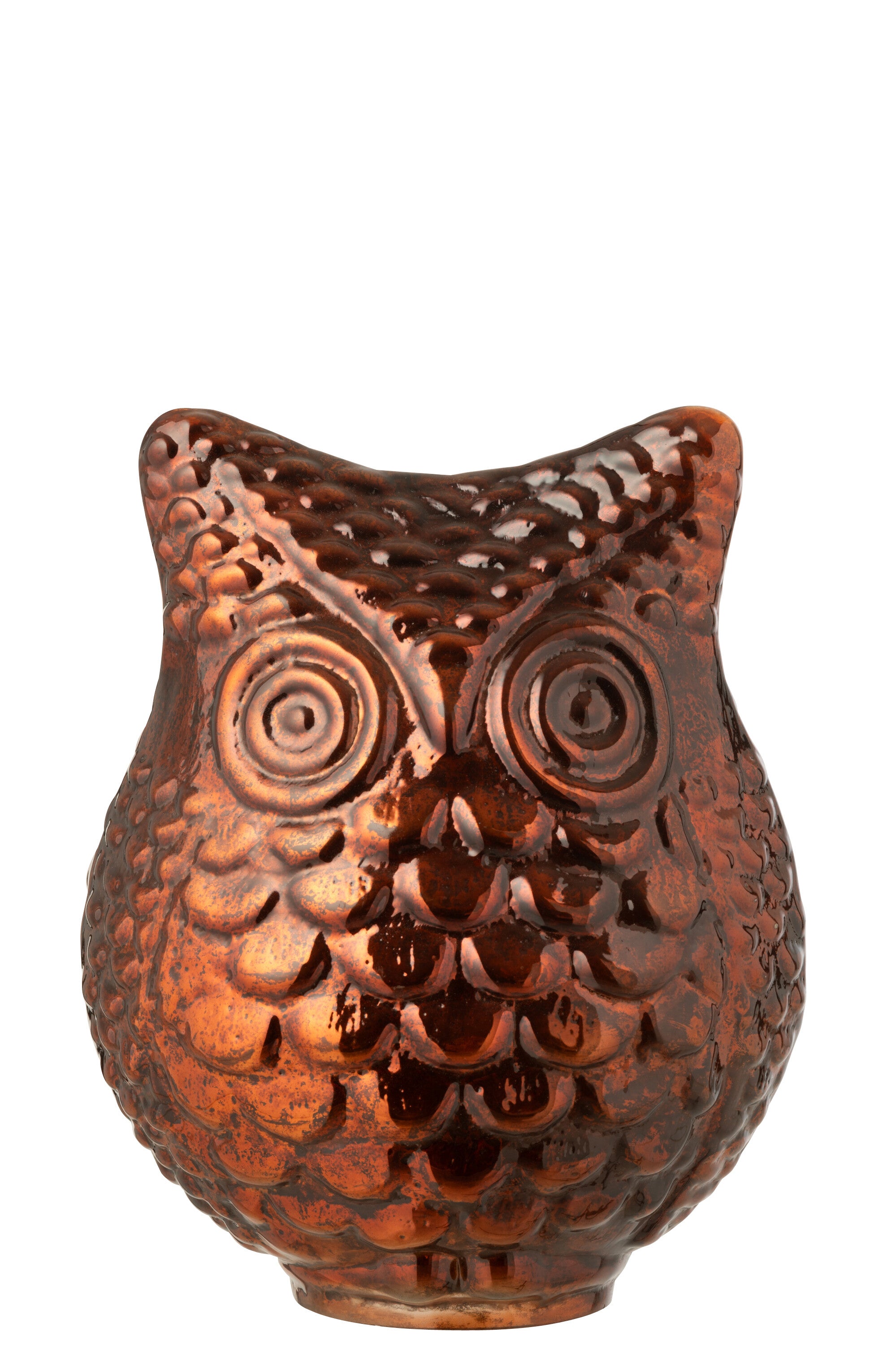 J-Line decoratie Uil - glas - roestbruin