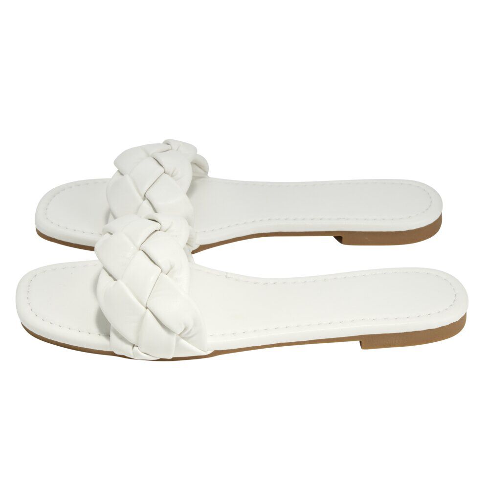 Sandales femme tressées simili blanc 39/40