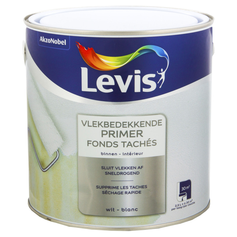 Primer Fond Tâchés pour mur intérieur blanc 2,5 L LEVIS