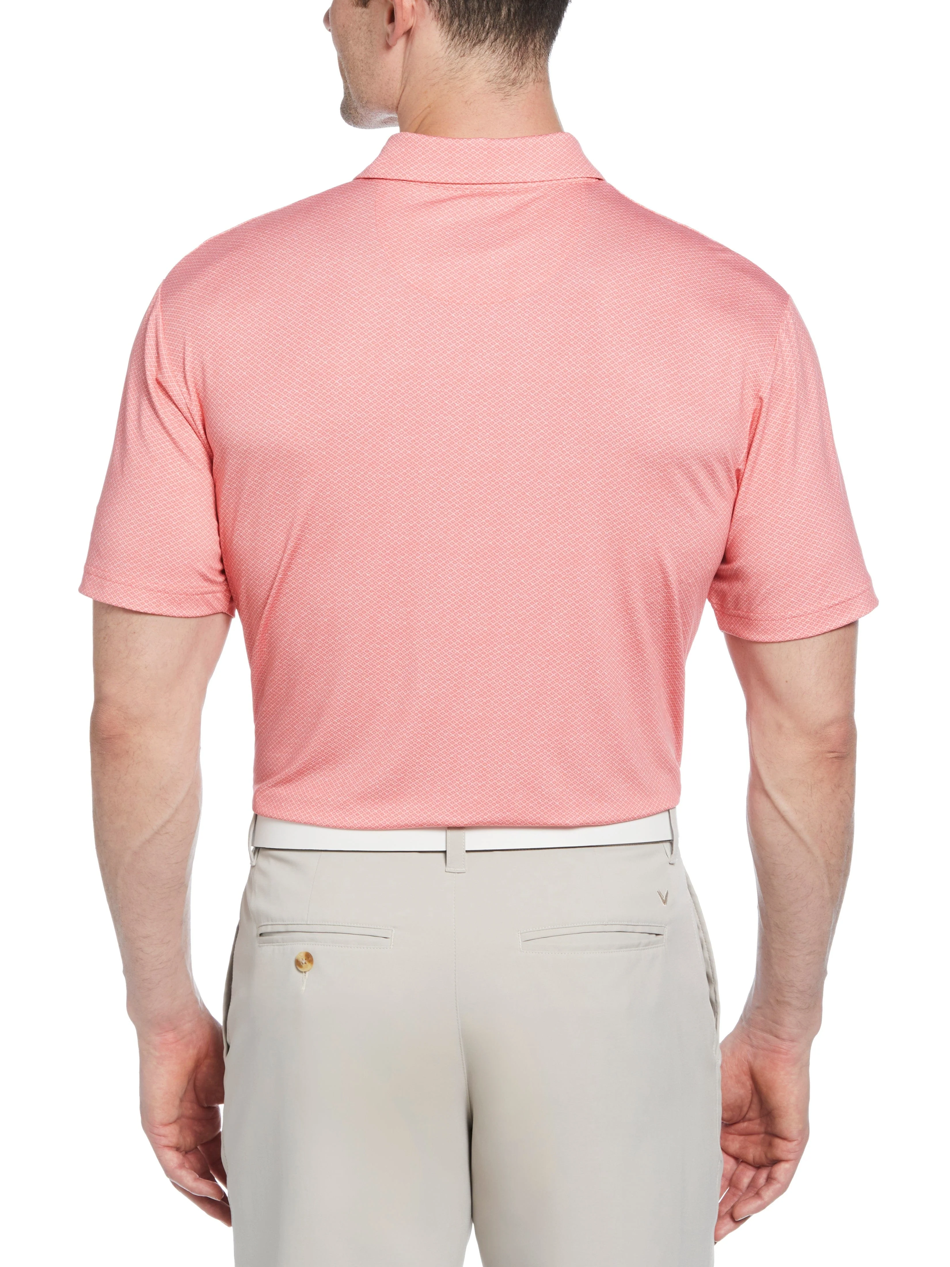 Mens Heather Geo Print Golf Polo