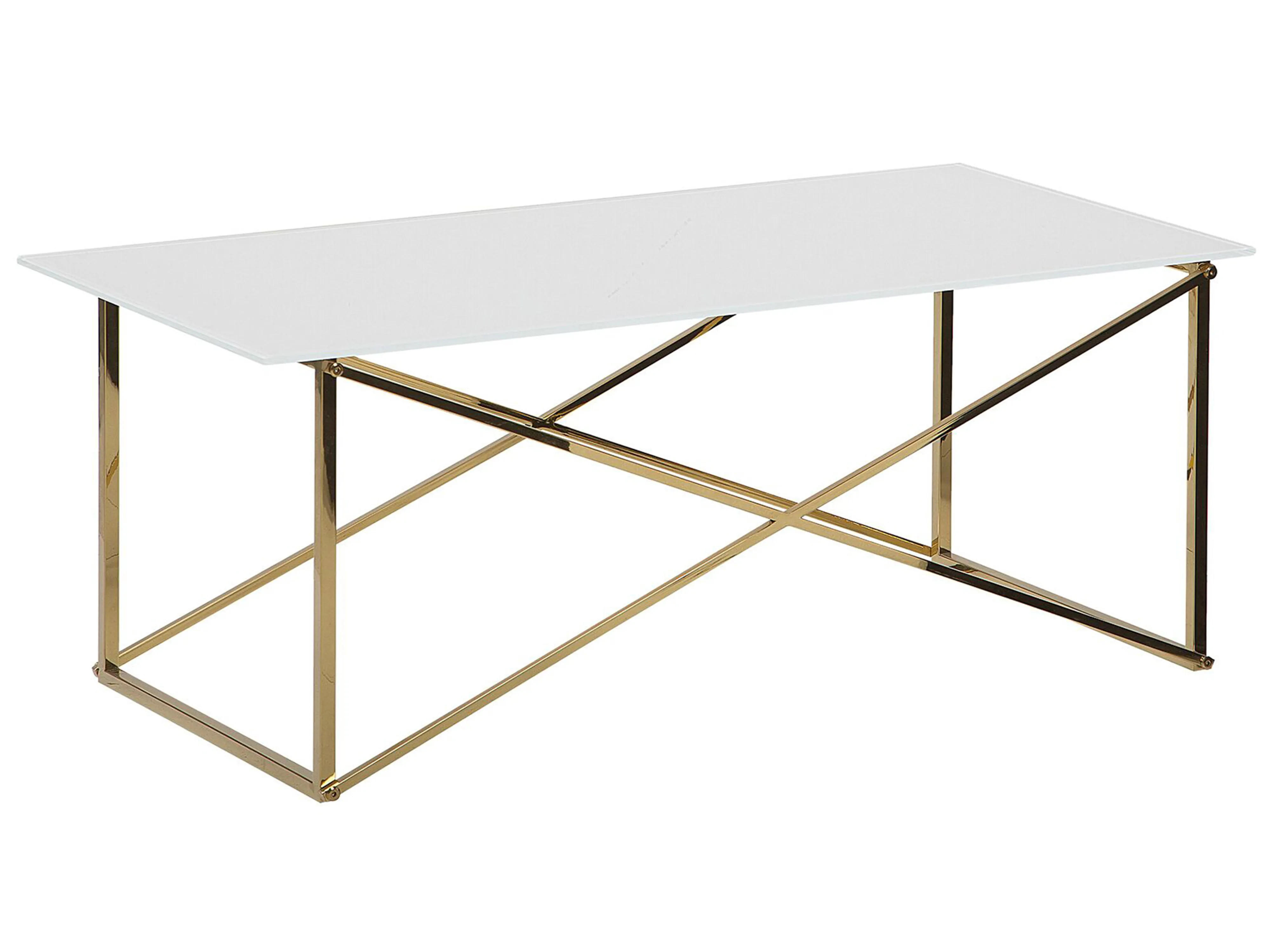 Coffee Table EMPORIA Tempered Glass White/ Gold