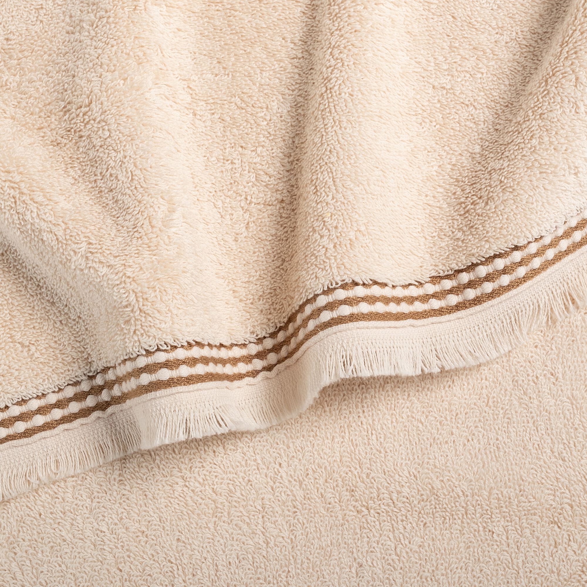 AMANDINE - Lot de 2 serviettes invité frangées en coton 30x50cm - blanc écru