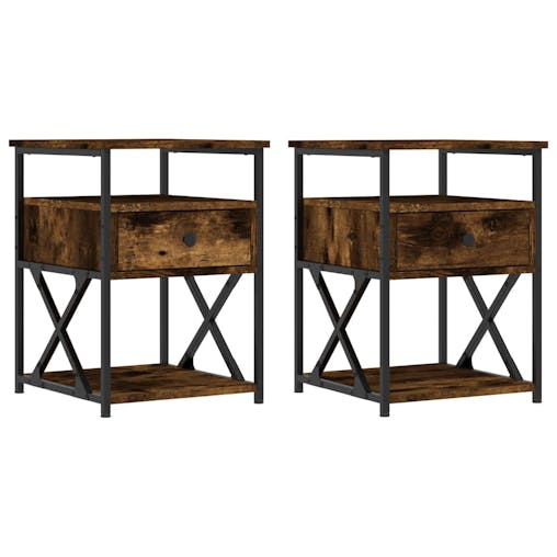 NNEVL Bedside Cabinets 2 pcs Smoked Oak 40x42x55 cm Engineered Wood