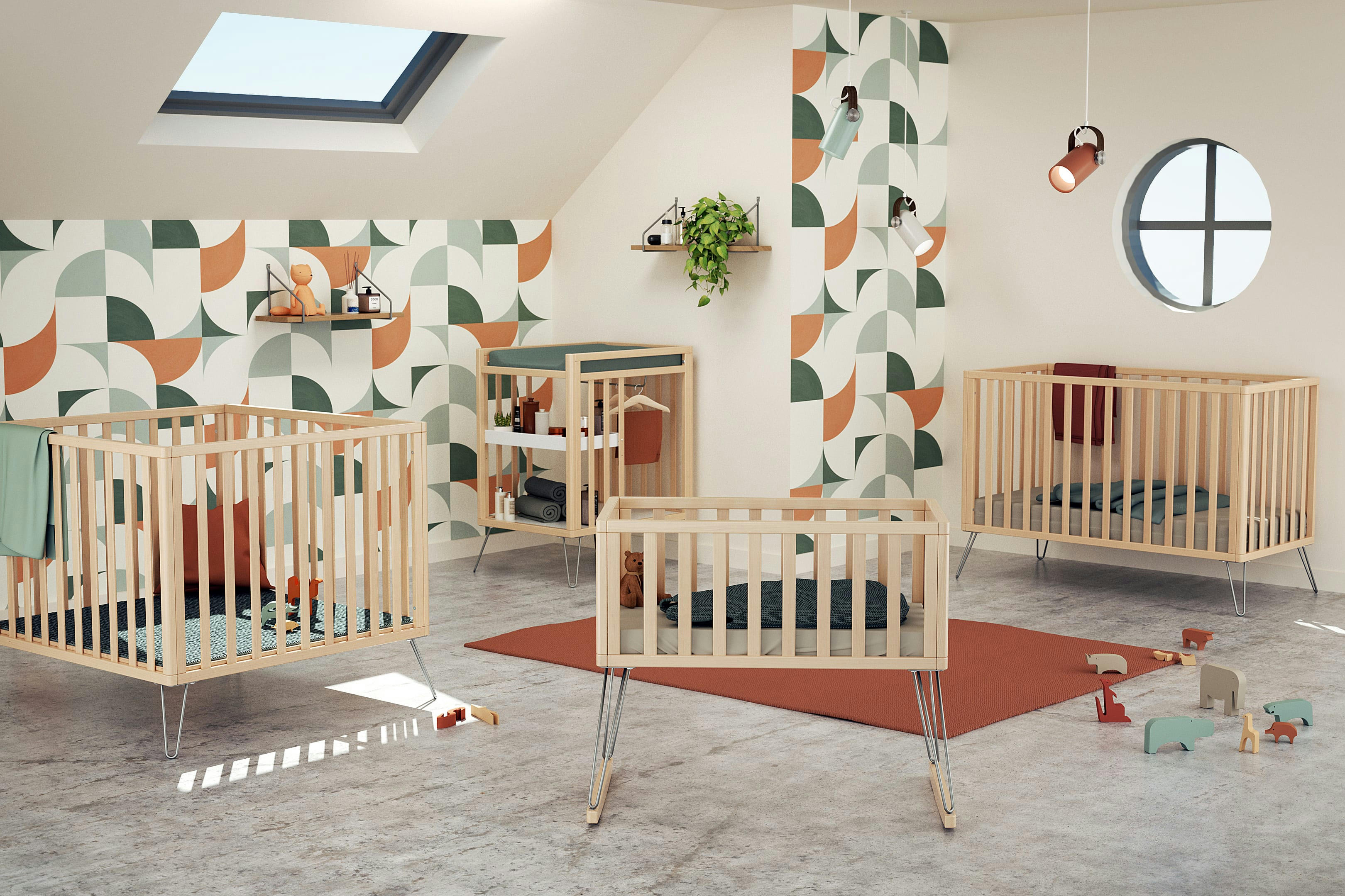 - Table à langer 2 étagères hêtre et acier