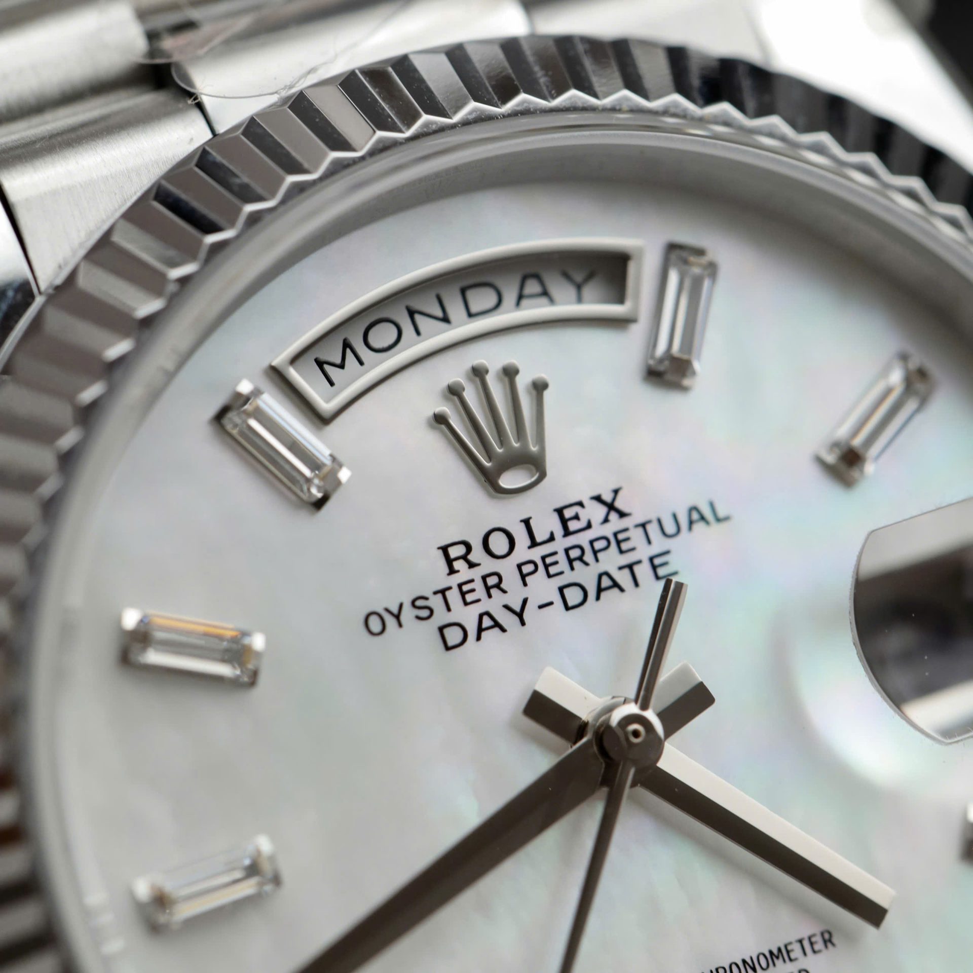 Rolex Day-Date 904L Steel MOP Dial CZ Diamonds 36mm Super Clone