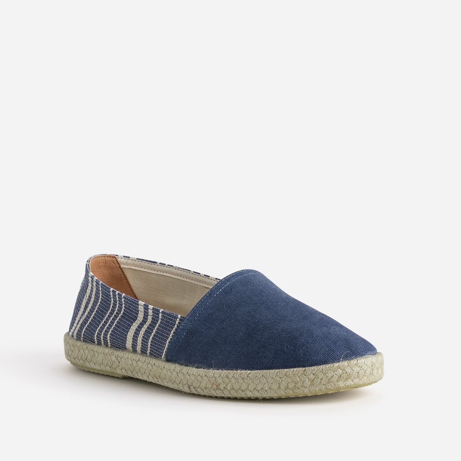 Espadrille bleue toile motif rayures