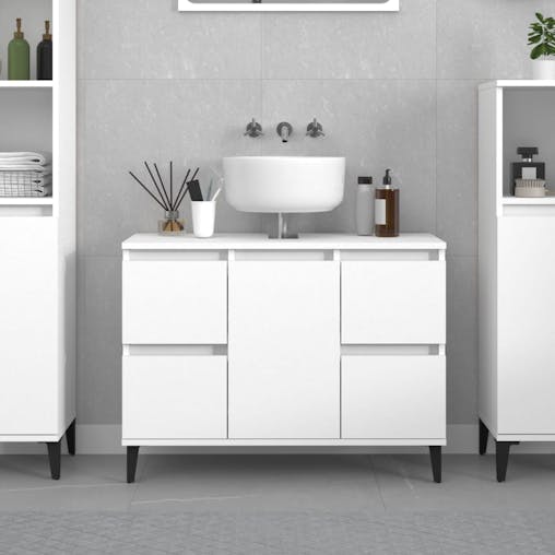 NNEVL Sink Cabinet White 80x33x60 cm Engineered Wood