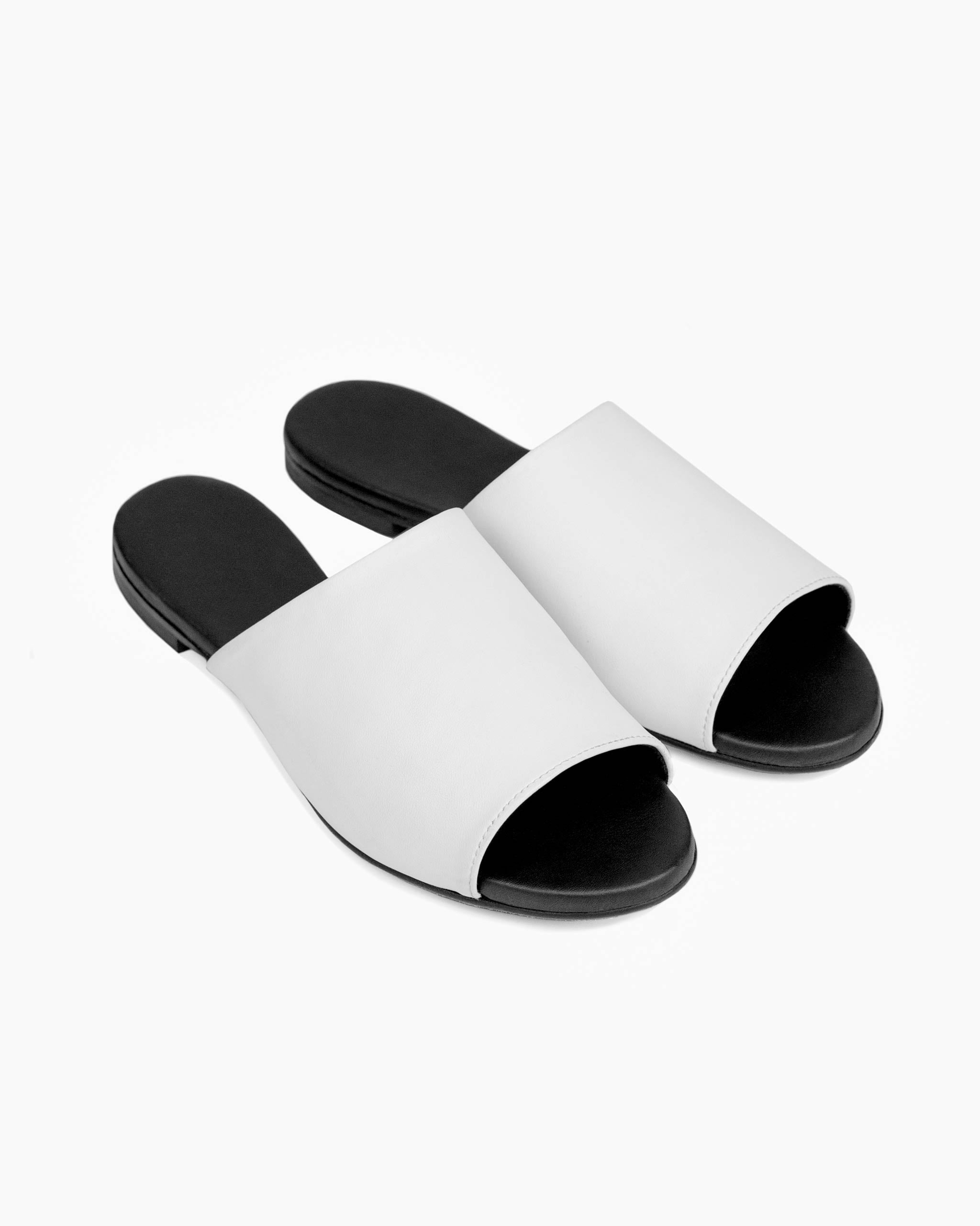 BOHEMA - Ritzy Slides Buty Białe, ze skóry roślinnej, polska rodzinna marka - outlet