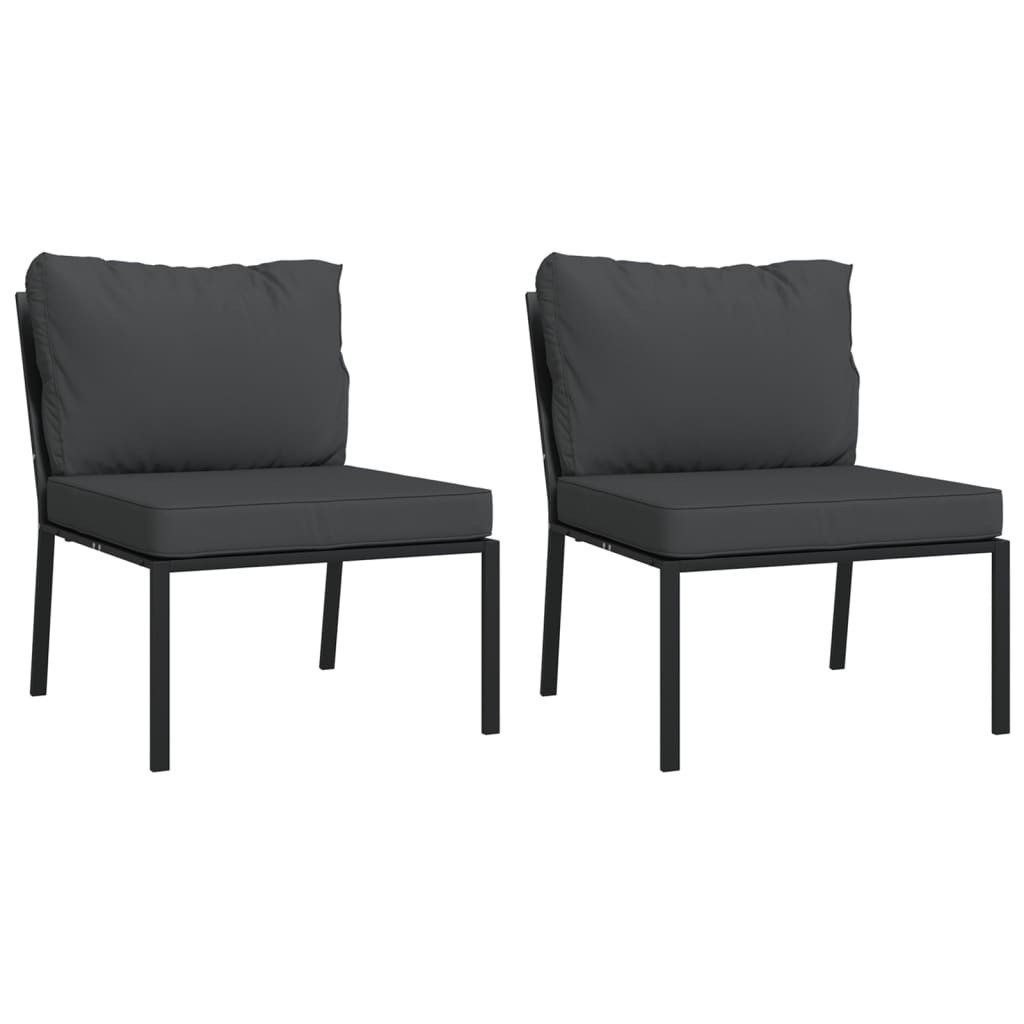 Krzesła ogrodowe z szarymi poduszkami 2 szt 60x74x79 cm stal