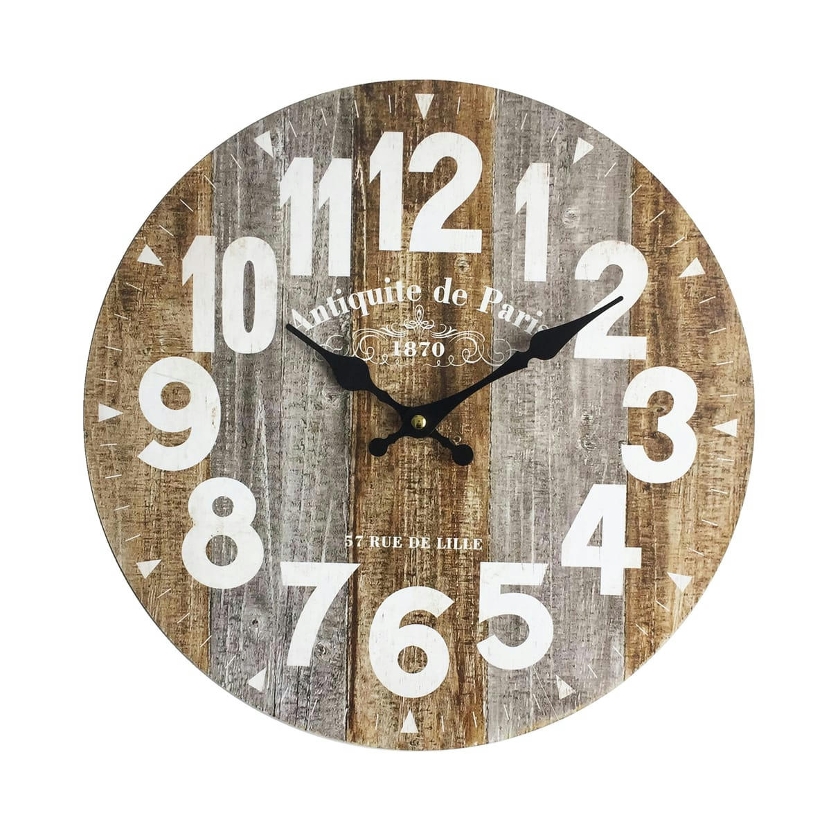- Horloge murale effet bois brun et blanc ø 33,8 cm