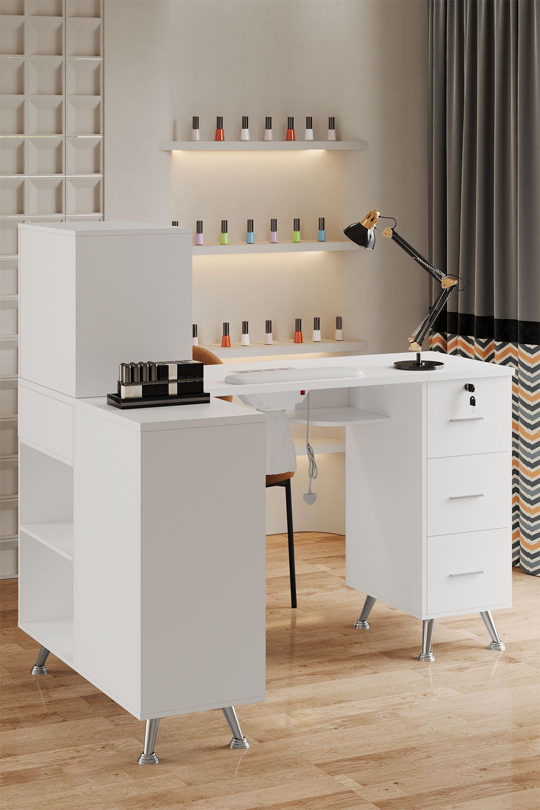 Living and Home Mobile Manicure Table with Built-in Dust Collector