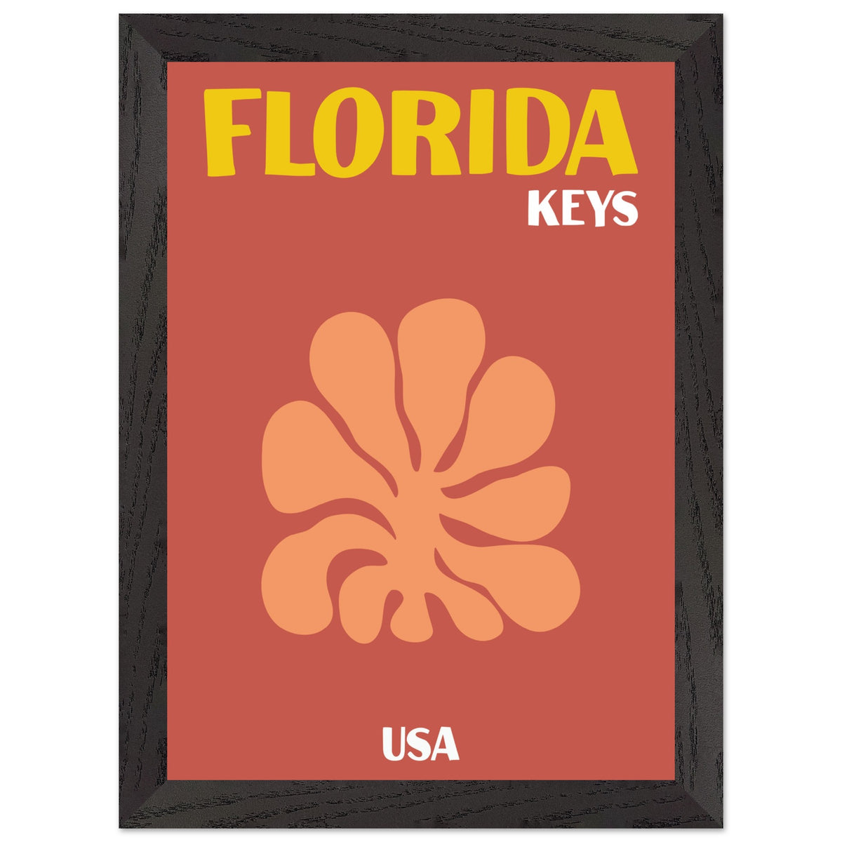 Artfulprints Poster met Lijst USA - Florida Keys  - A4 21x29.7 cm - Terracotta