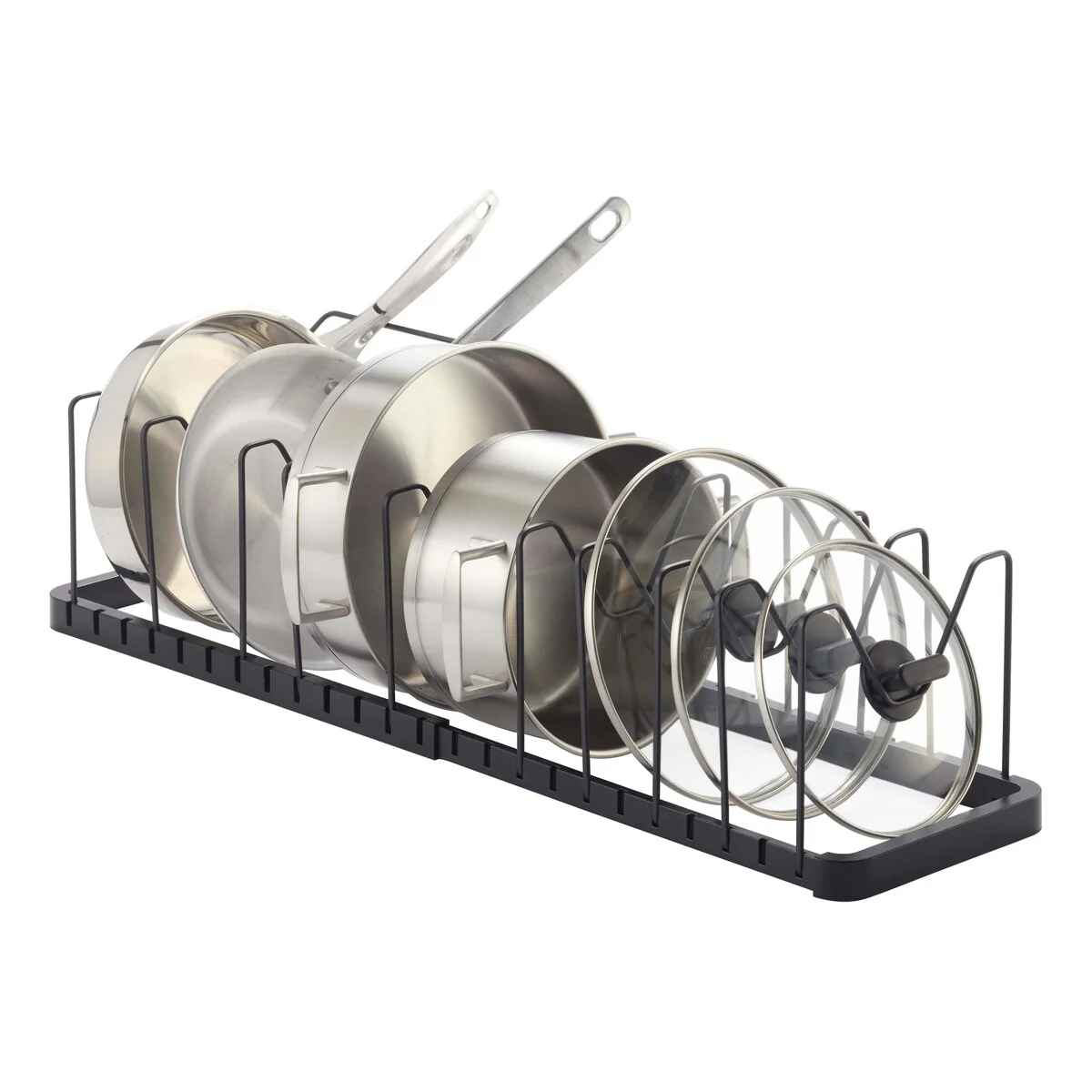 Yamazaki Home Adjustable Pot Lid Organizer, Steel - L 7.87 x W 17.72 x H 6.89 inches
