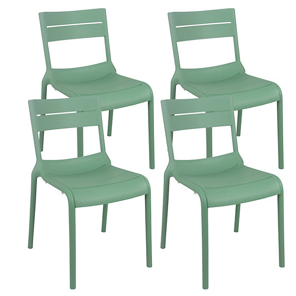 Lot de 4 chaises de terrasse en plastique vert saugeOviala