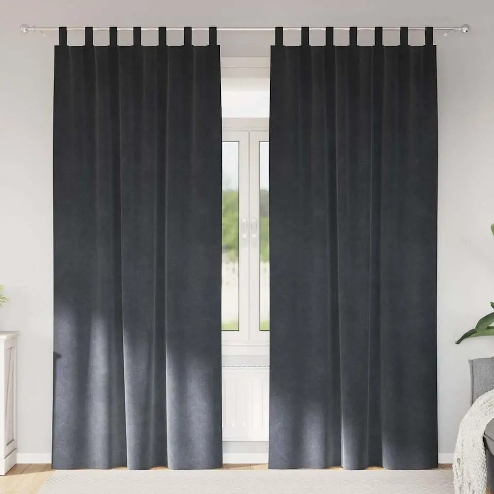 vidaXL Gordijnen met lussen - Verduisterend - Lichtgrijs - 140x225 cm - 2 St.