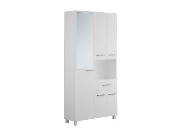 Colonne de salle de bain avec miroir sur pied - 180 cm - Blanc - MINELA