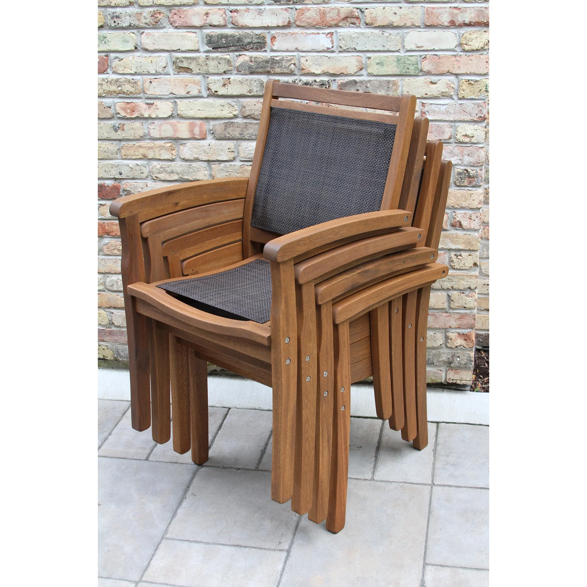 Eilaf Eucalyptus & Dark Brown Sling Stacking Armchair - N/A