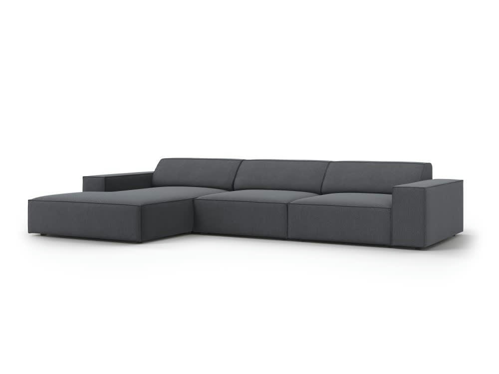 JODIE - Canapé d'angle 4 places en tissu structuré gris foncé