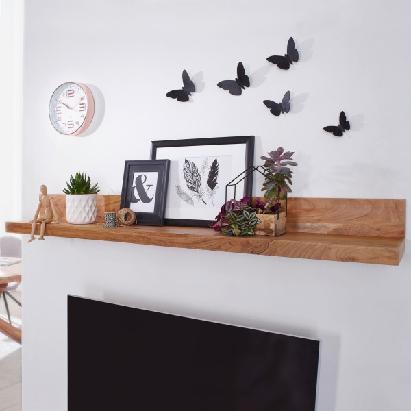 FineBuy Półka ścienna lite drewno akacjowe brązowy 60 cm