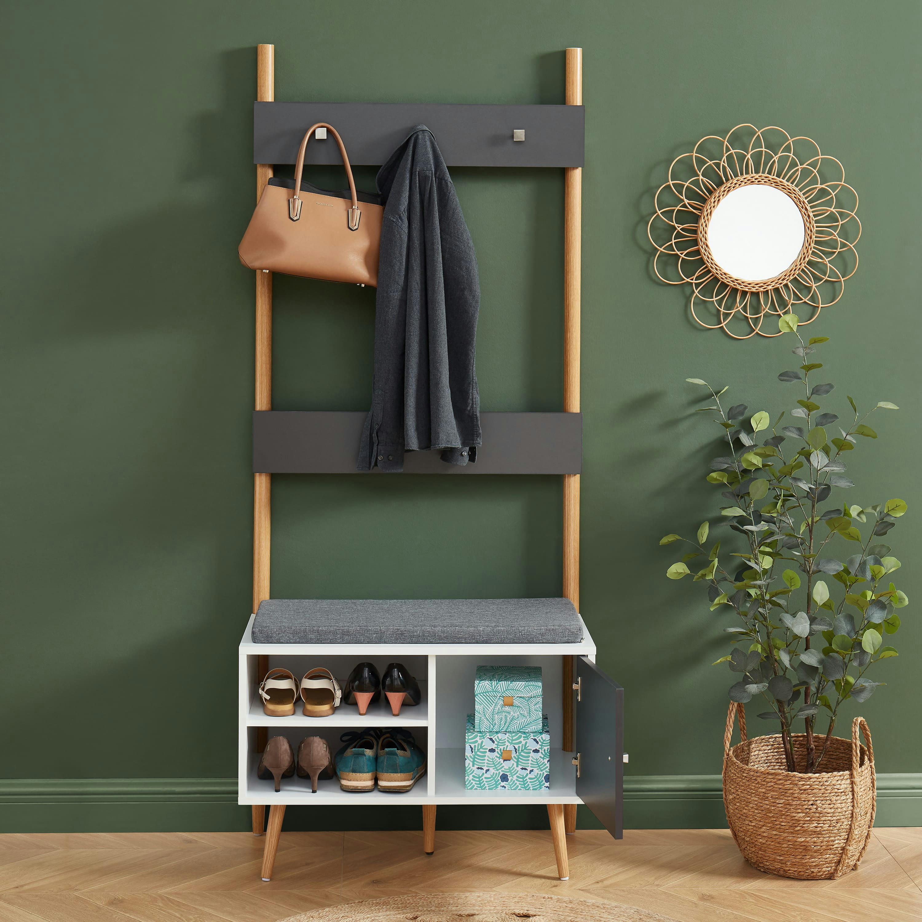 ADELE - Vestiaire d'entrée   gris anthracite et blanc  h180cm