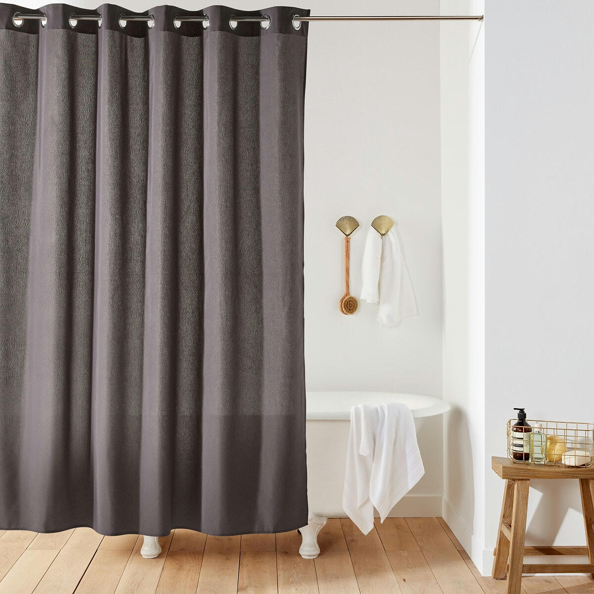 Rideau de douche uni aspect toile SCENARIO