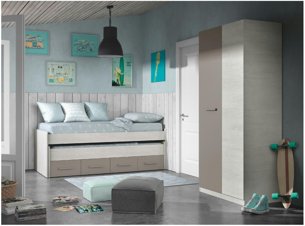 MAUD - Armoire 2 portes L90cm x H200cm - Taupe