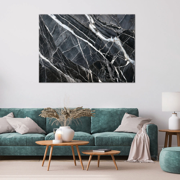 Feeby Obraz na płótnie, Czarno Biały Marmur Tekstura 60x40