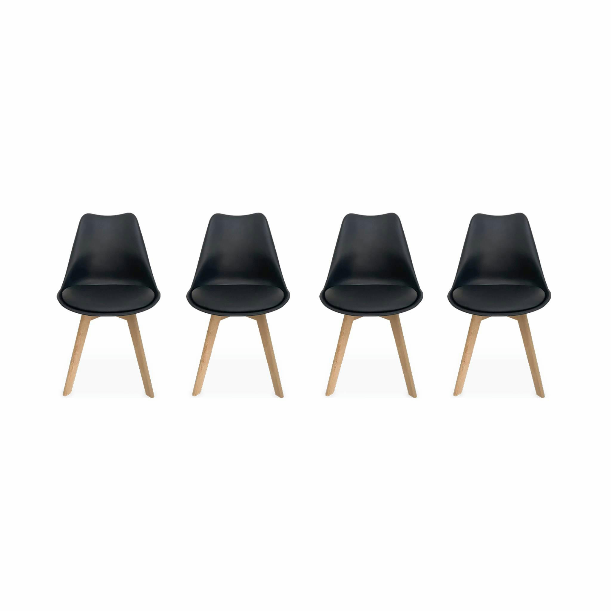 NILS - 4 chaises scandinaves  pieds bois de hêtre  noirs