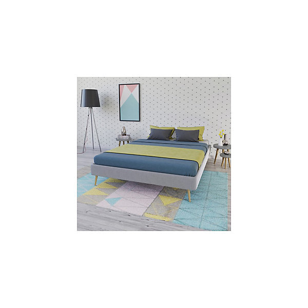 Lit BOREA 160x200 tissu   1 sommier / Gris Clair